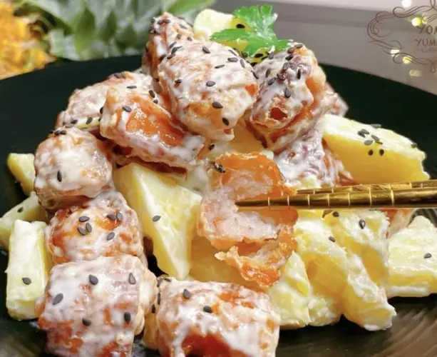 Fried Chinese Fritters Shrimp And Pineapple