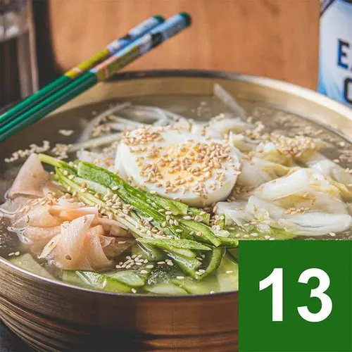 Cold Kimchi Chlorella Noodle Soup