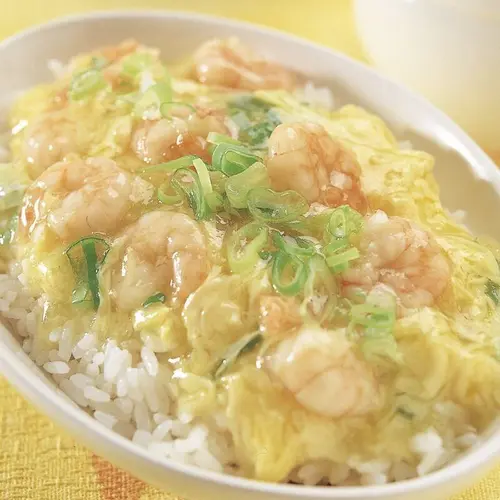 Scrumbled Egg & Shrimp Over Rice