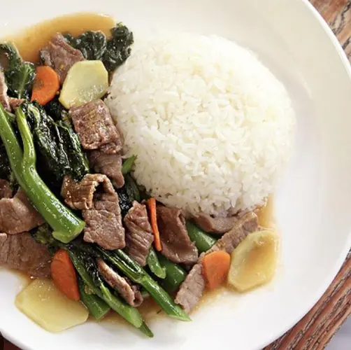 Beef & Chinese Broccoli Over Rice